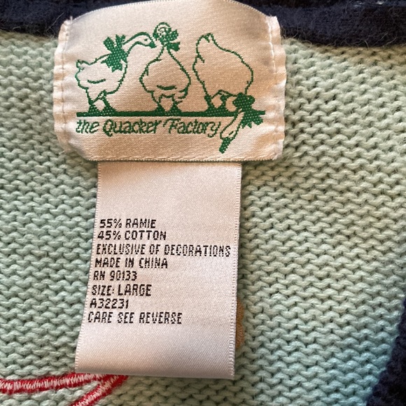 Vintage The Quacker Factory Christmas Sweater Cardigan Snowman Sz:L - Picture 9 of 9